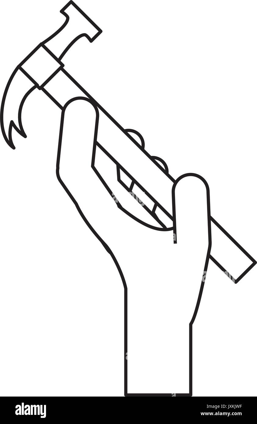 Hand holding construction hammer vector Black and White Stock Photos ...