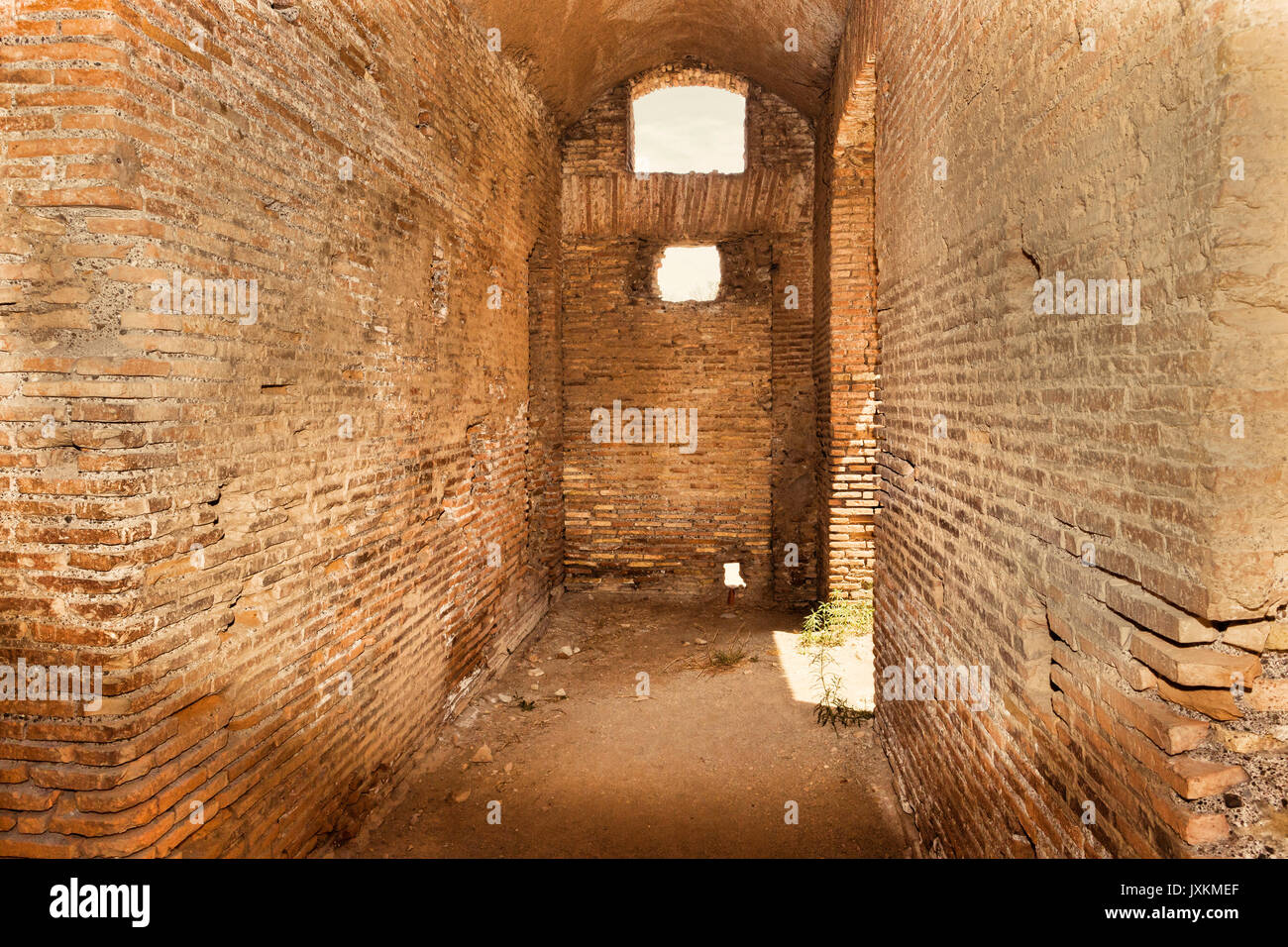 Archaeological excavations of Ostia Antica: Interior of a Roman insula - selective focus Stock Photo