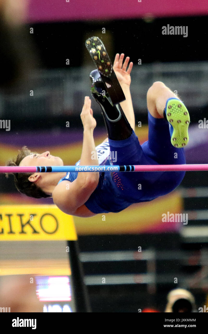 Sam GREWE of the USA wins gold in the Men's High Jump T42 Final at the World Para Championships in London 2017 Stock Photo