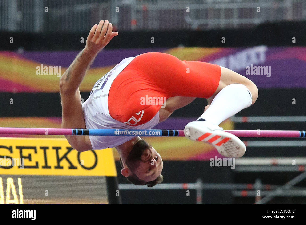 Lukasz MAMCZARZ of Poland in the Men's High Jump T42 Final at the World Para Championships in London 2017 Stock Photo