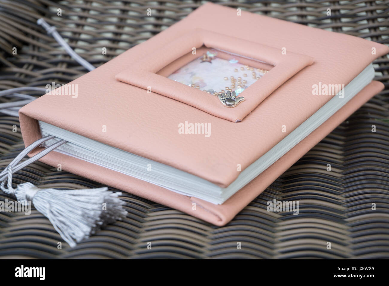 Handmade Pink Leather Notebook With Decoration Like Shaker With