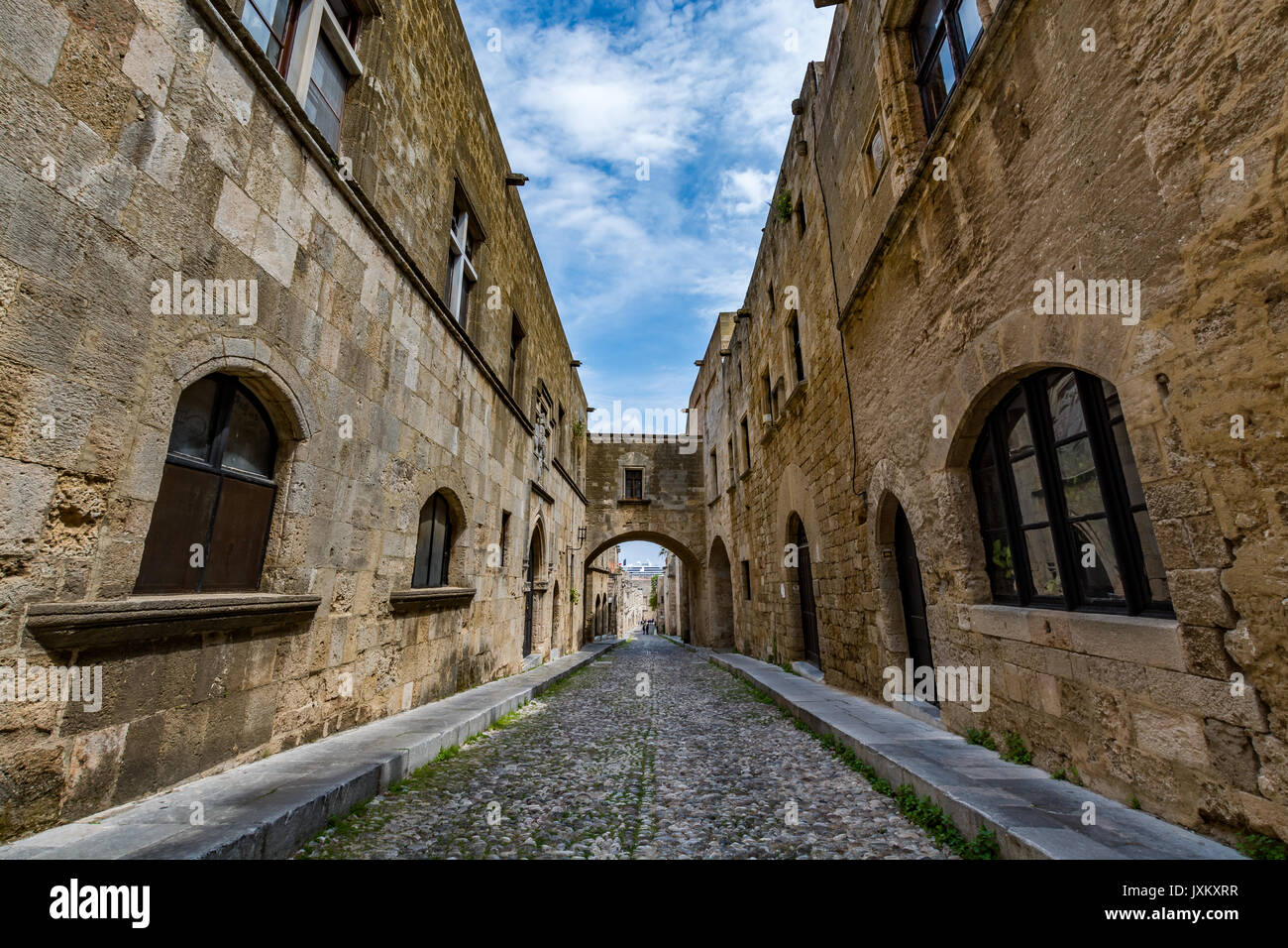 Famous Street of the Knights in Rhodes, Rhodes island, Greece Stock
