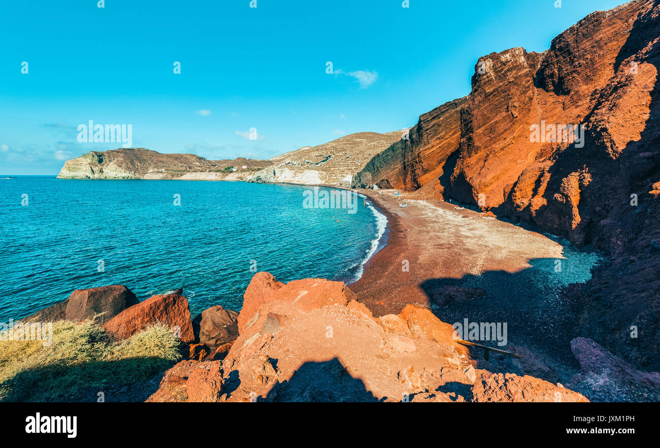 Red Beach on Santorini Greece Stock Photo