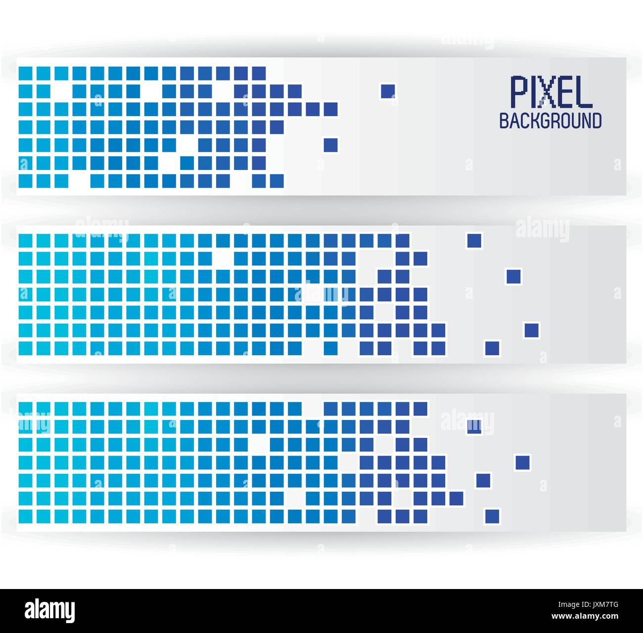 blue pixel background in horizontal strips design Stock Vector