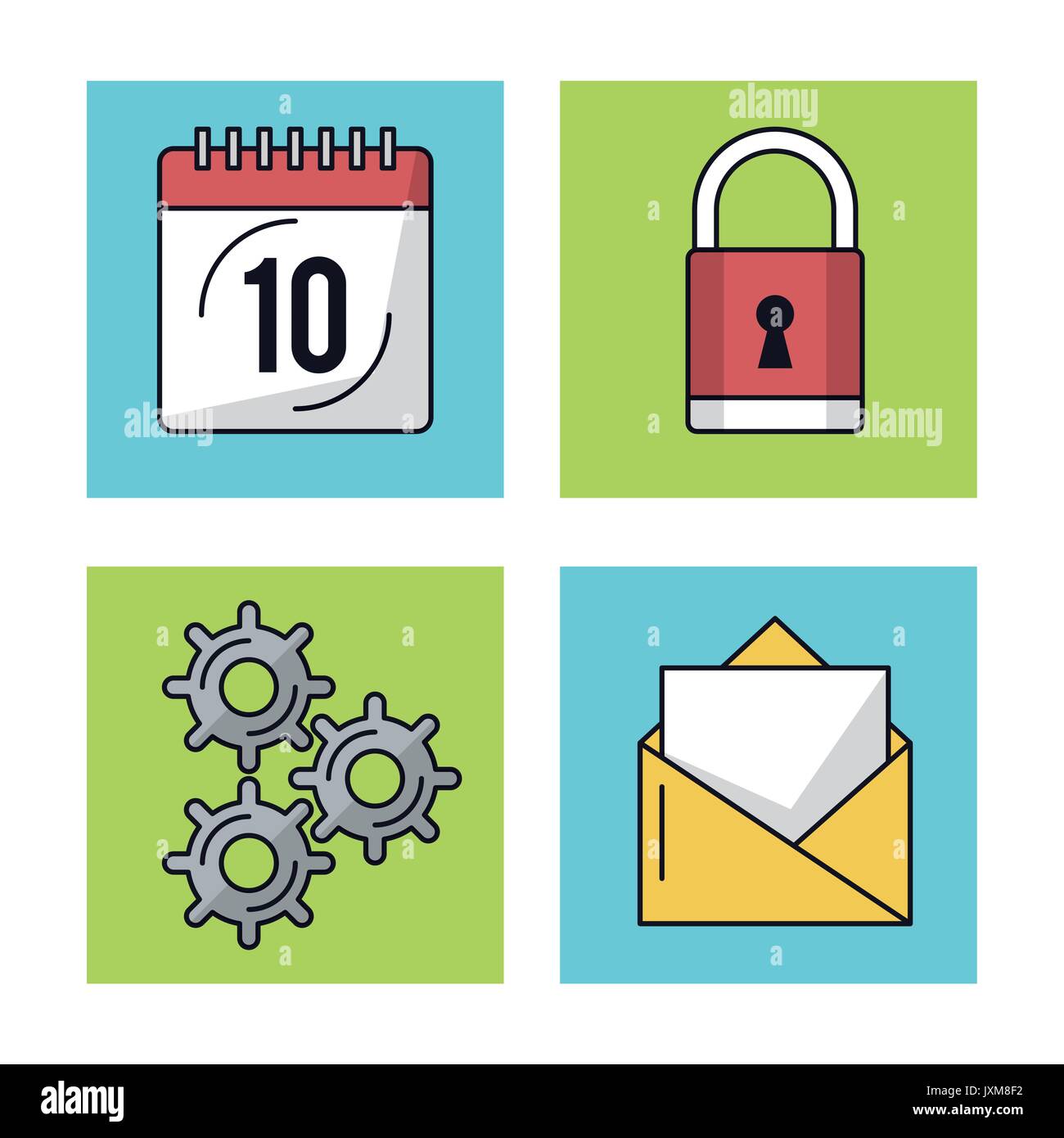white background with colorful squares with icons of mobile app as ...