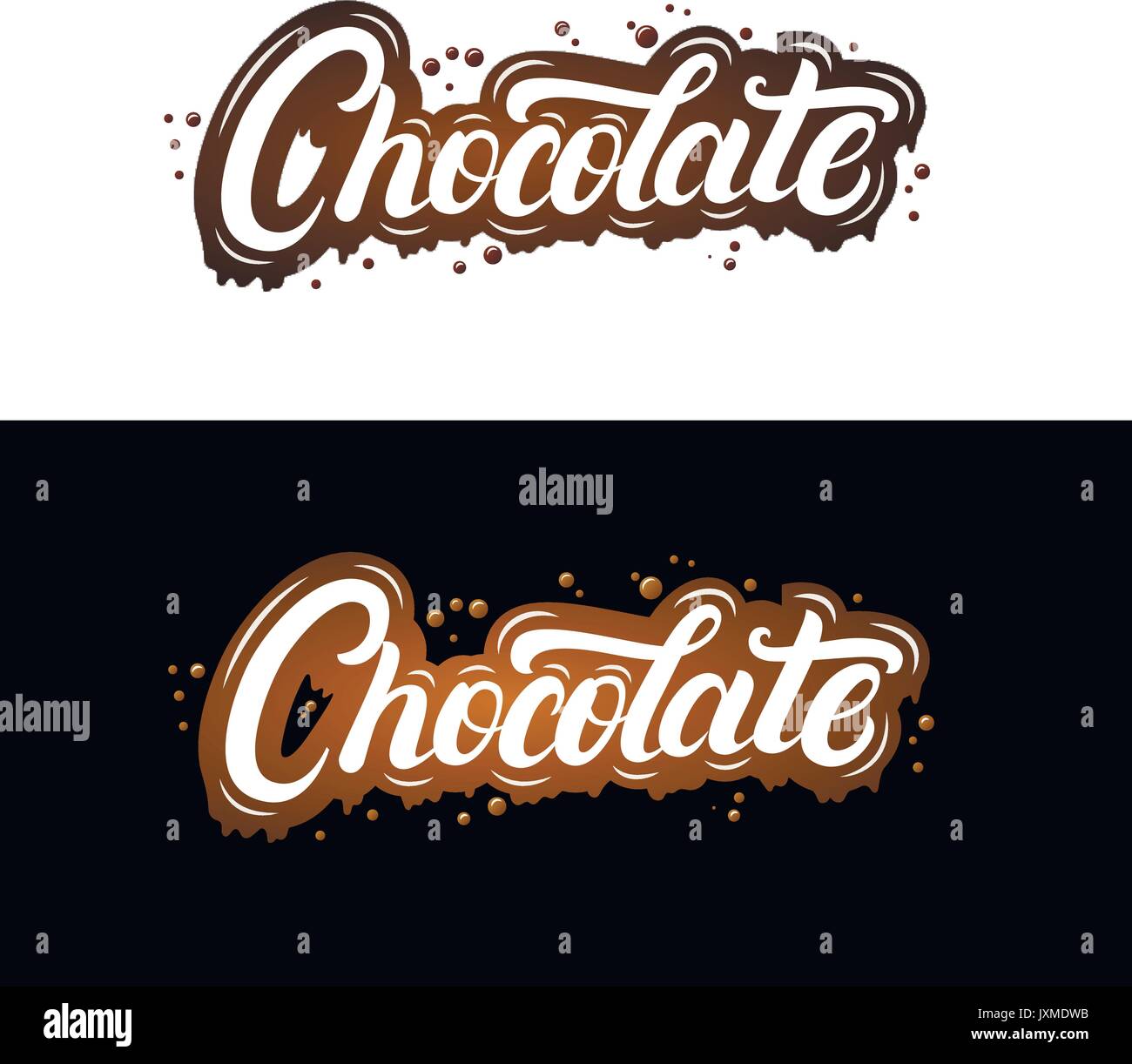 Chocolate Inbubble Writing Chocolate hand written lettering with splashes and smudges Stock Vector ...