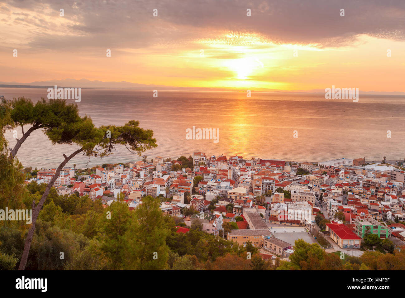 Zante town during sunrise on Zakynthos island in Greece Stock Photo