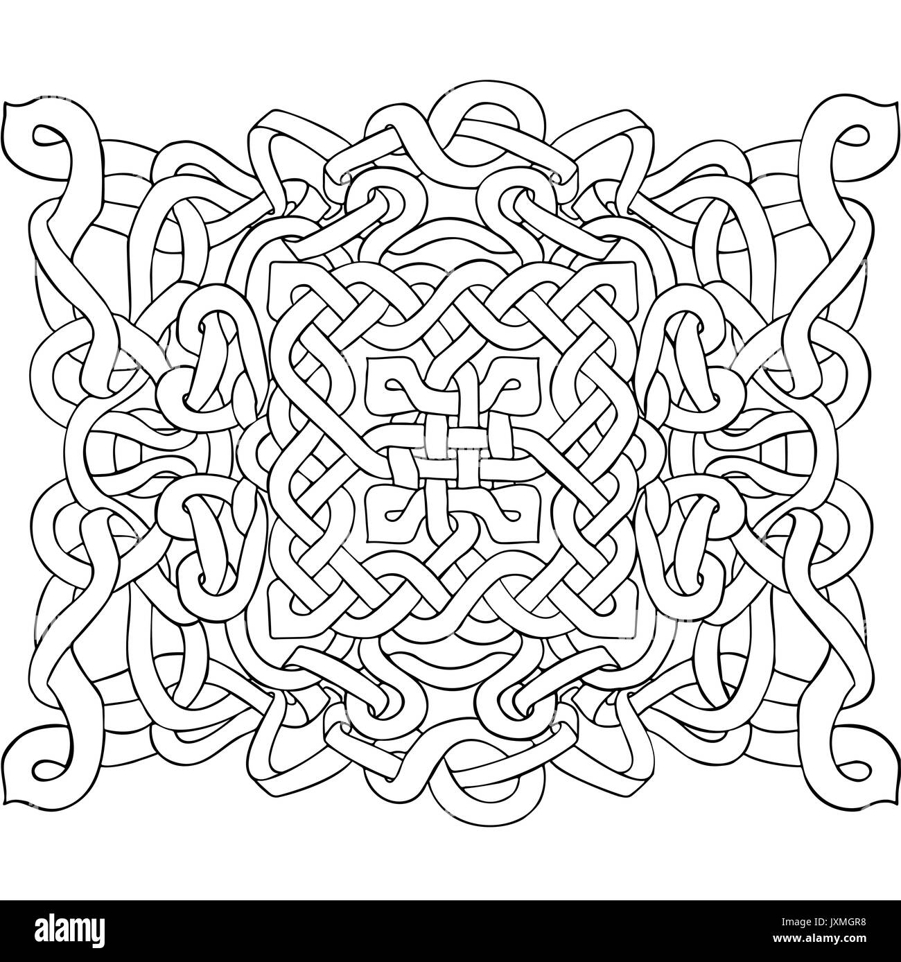 Celtic black and white pattern. Scandinavian ornament. Ribbon background. Vector illustration. Stock Vector