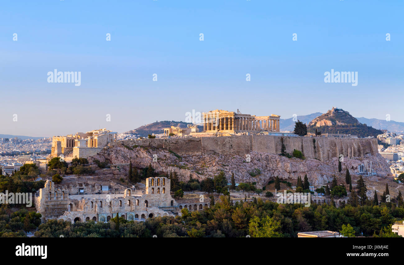 Ruins of the acropolis, Athens, Attiki, Greece, Europe Stock Photo