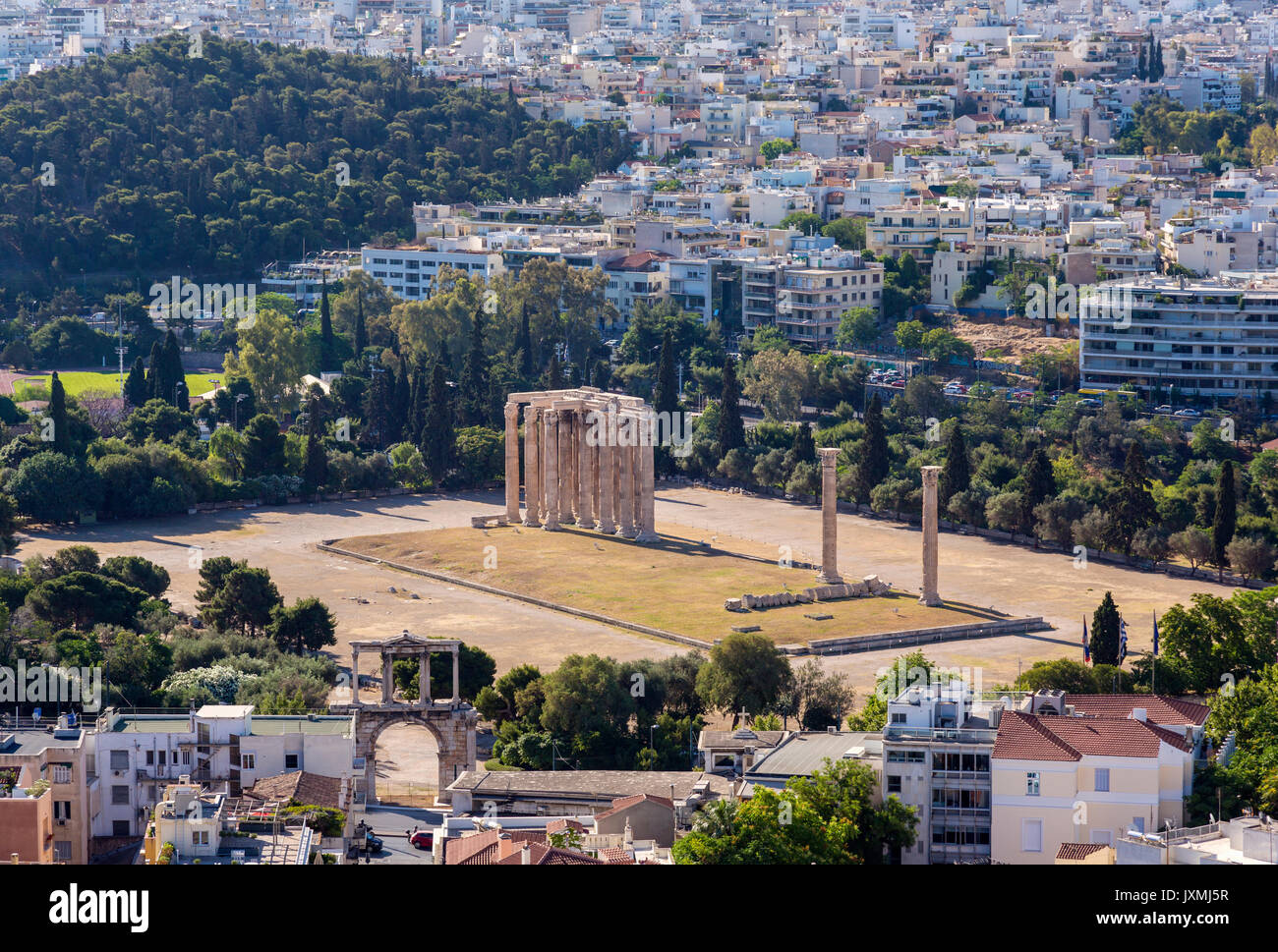 Ruins of olympieion, Athens, Attiki, Greece, Europe Stock Photo