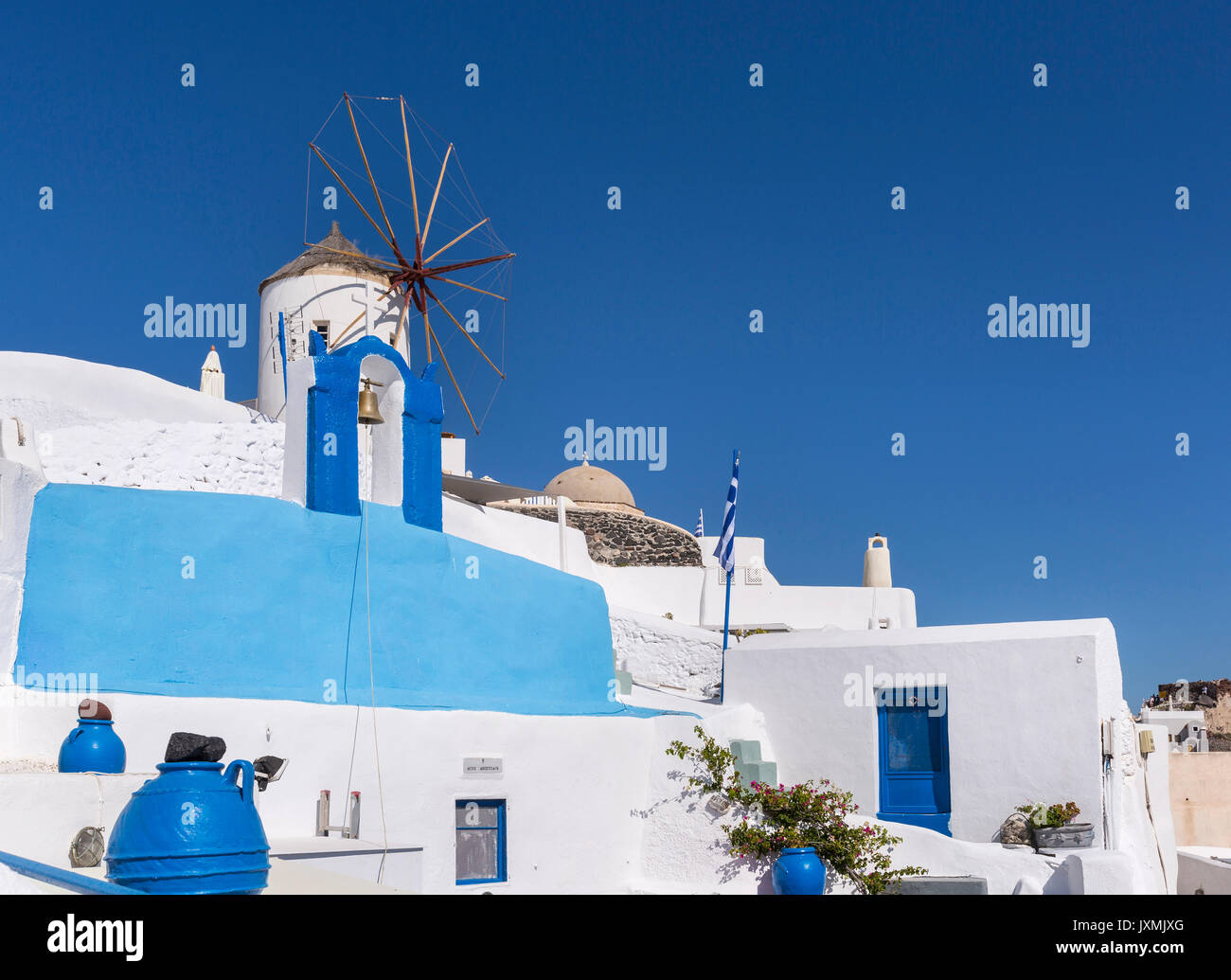 White and blue colour cliff houses, Athens, Attiki, Greece, Europe Stock Photo