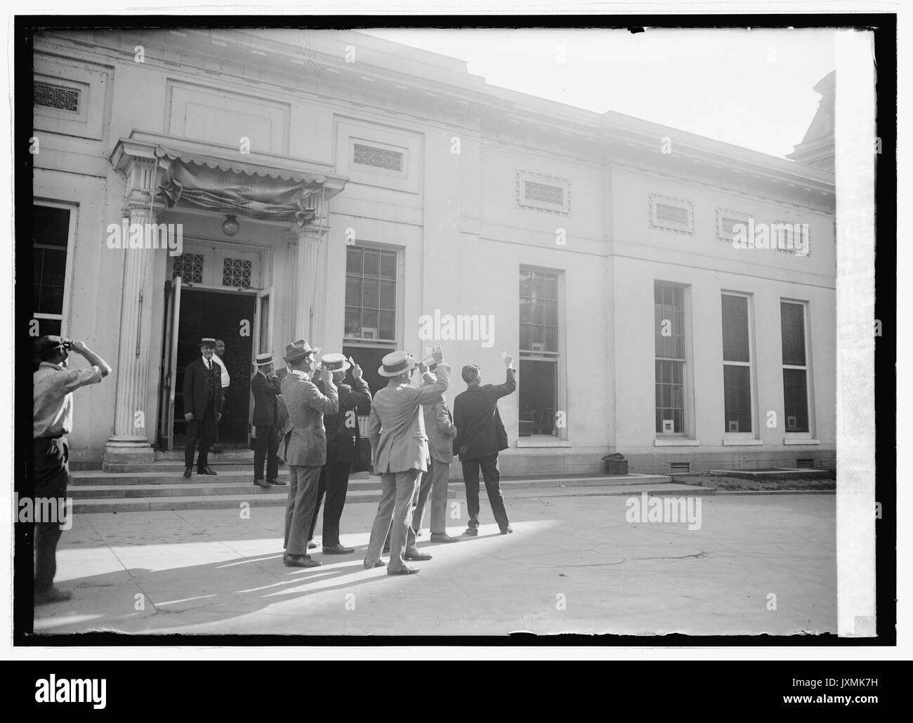 Viewers watching an eclipse September 10, 1923. On August 21, 2017 a total eclipse will traverse the United States. (Library of Congress) Stock Photo