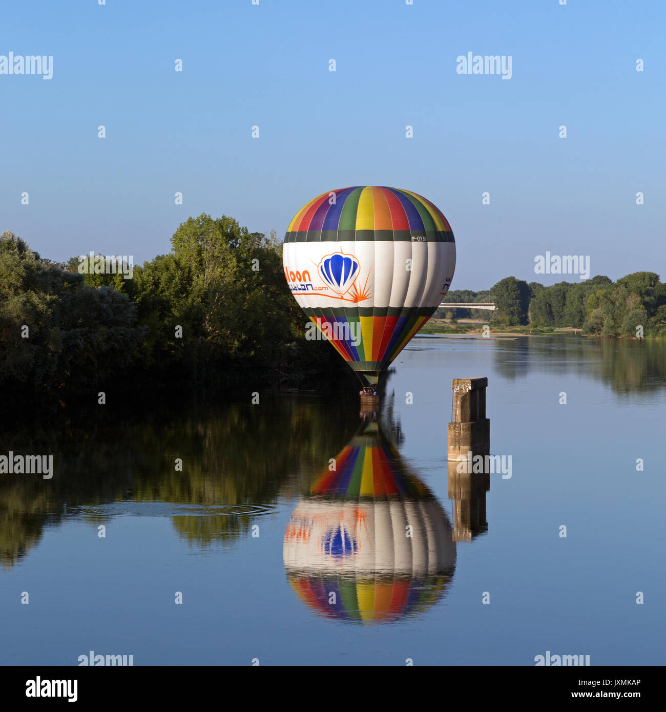 Hot air balloon flight over the Loire in Amboise, Centre-Val de Loire, France, Europe Stock Photo