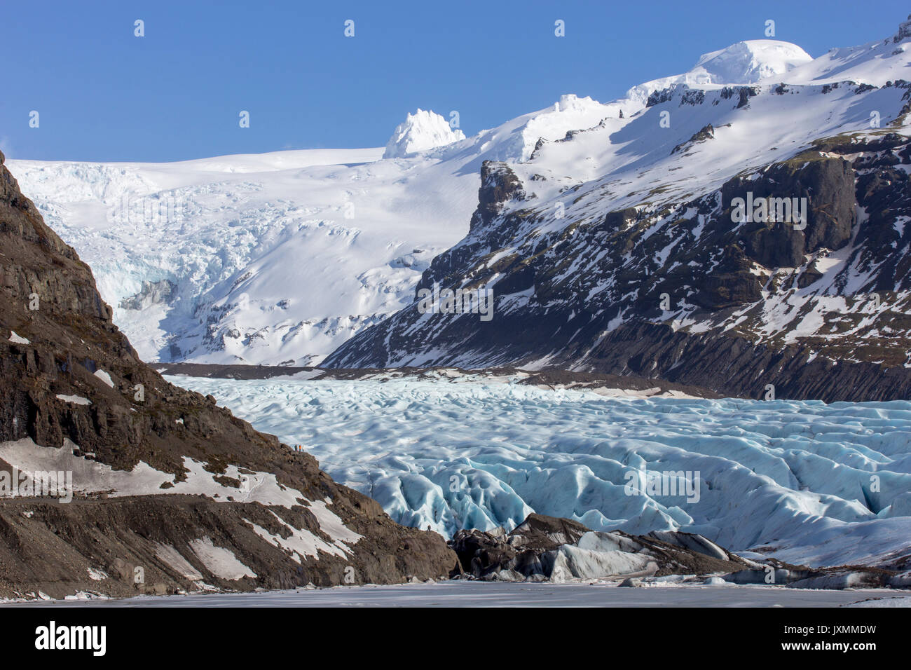 Svinafellsjokull glacier in Vatnajokull national park in Iceland Stock Photo