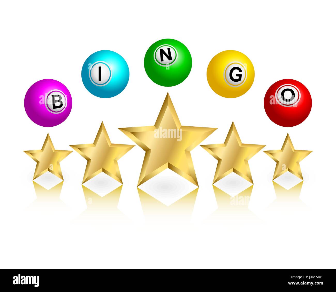 Bingo word on balls with gold stars Stock Vector