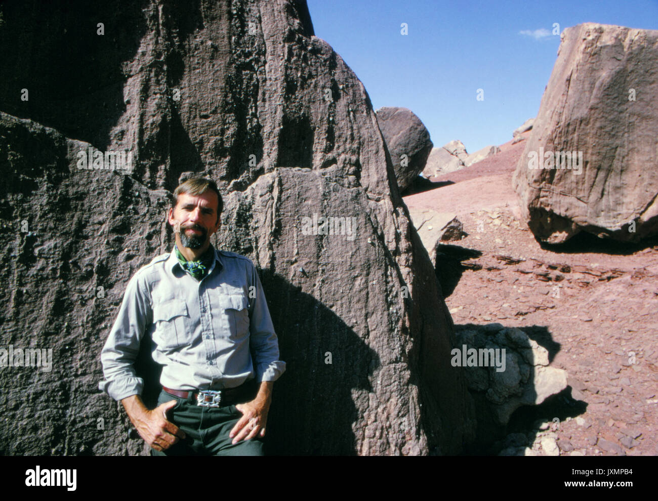 Edward Abbey, author of Desert Solitaire, shown here in the desert at  Canyonlands National Park in 1969 Stock Photo - Alamy