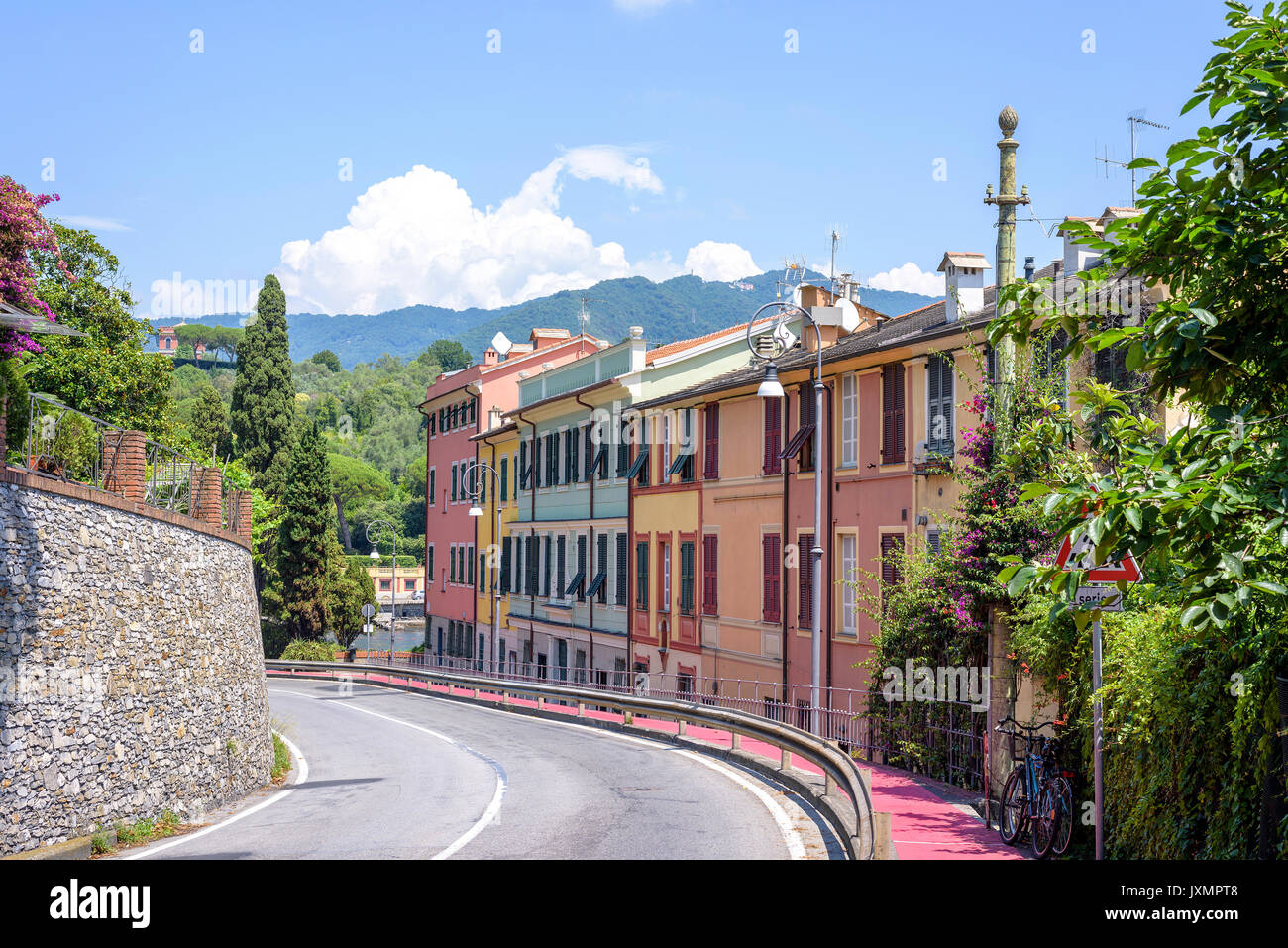 Rapal Beautiful daylight view to a road in Rapallo city, Italy Stock Photo ...