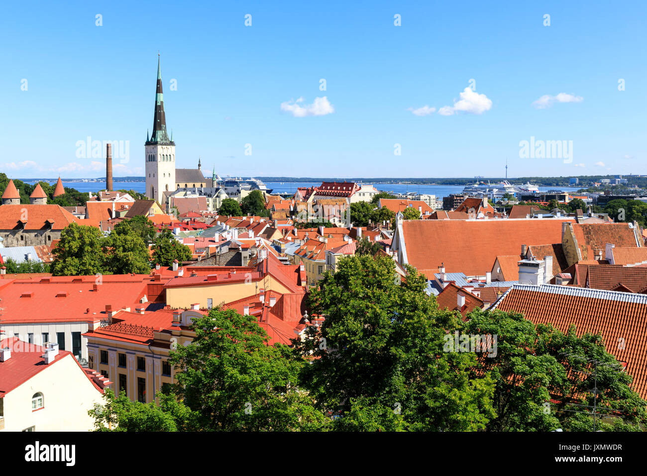 Summer city panorama of the old town of Tallinn, capital of Estonia Stock Photo