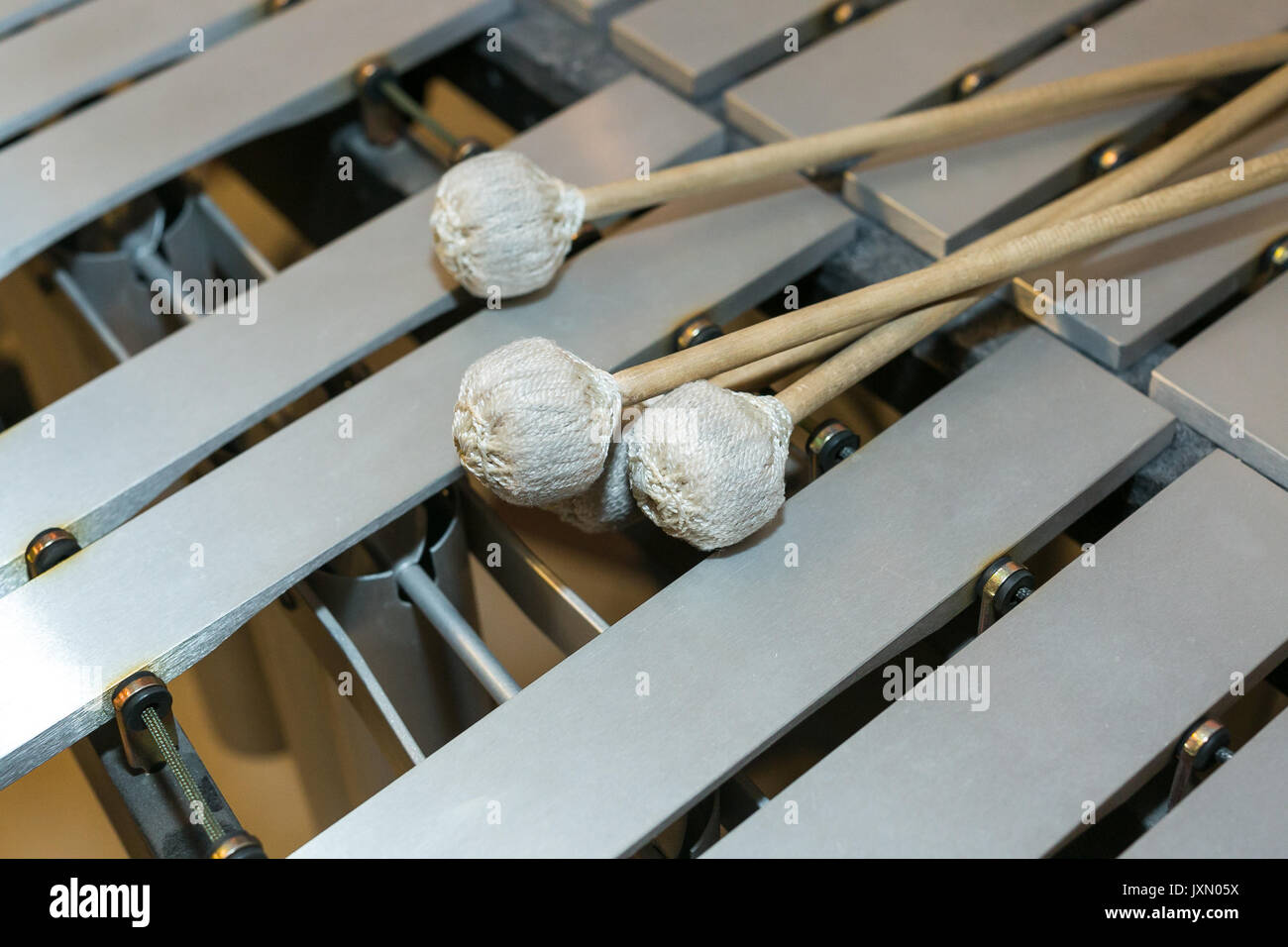 xylophone, musical percussion instruments concept closeup on wooden