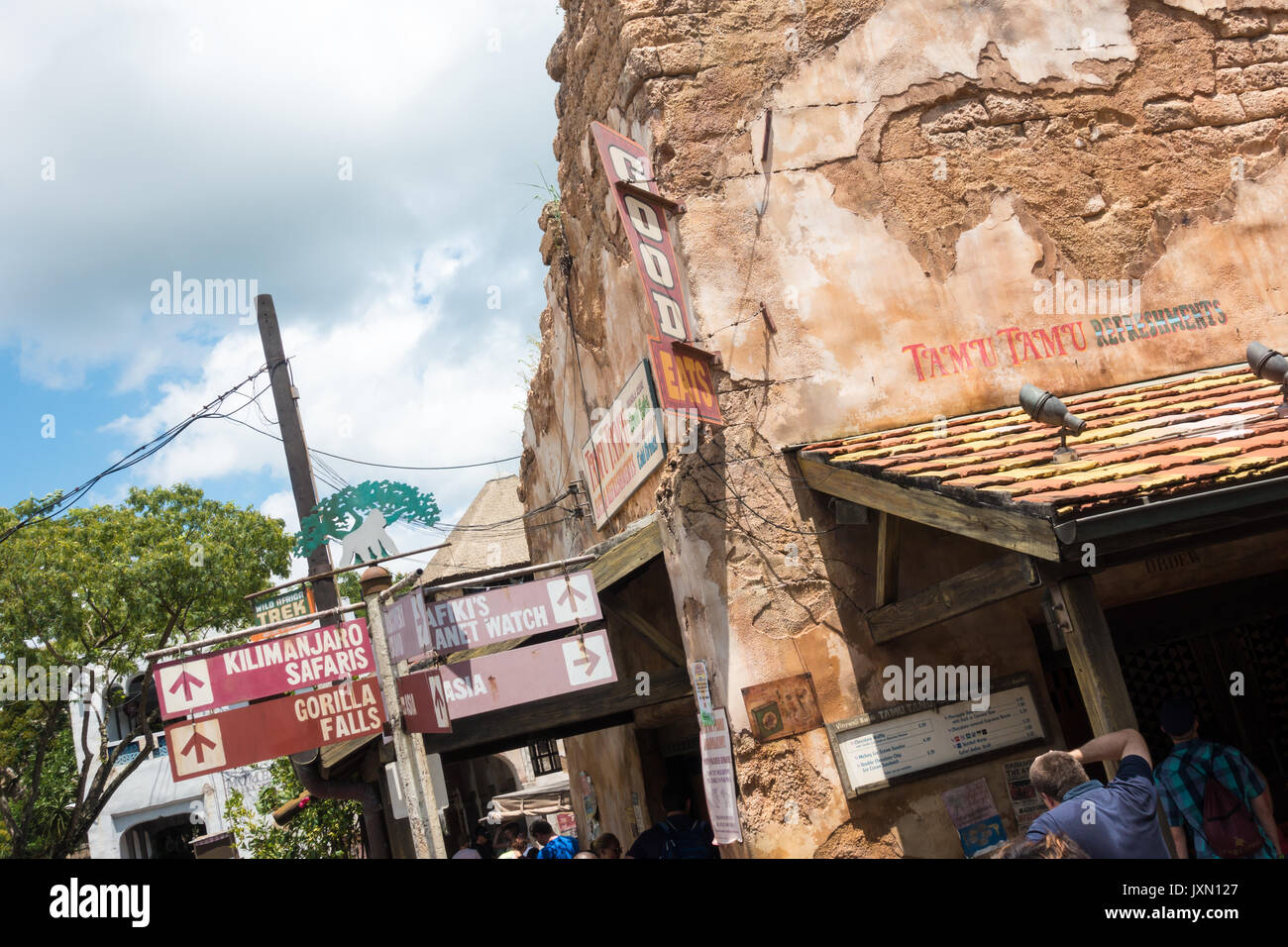 Tamu Temu refreshment counter at Animal Kingdom Theme Park, Walt Disney World, Orlando, Florida. Stock Photo