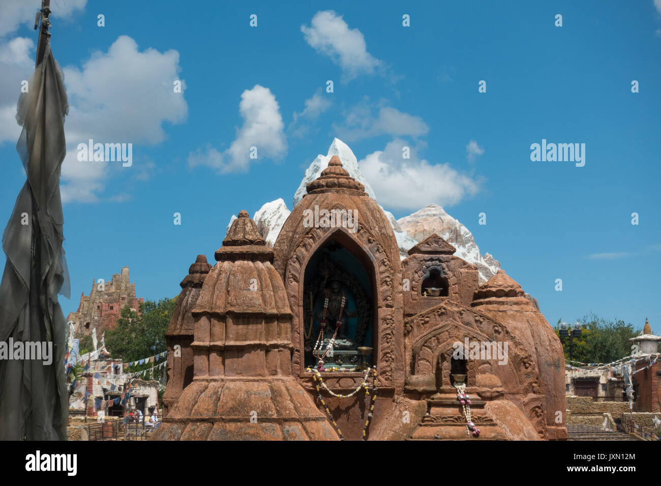 Shrine in Disneys Animal Kingdom theme park matching the outline of Mount Everest Stock Photo