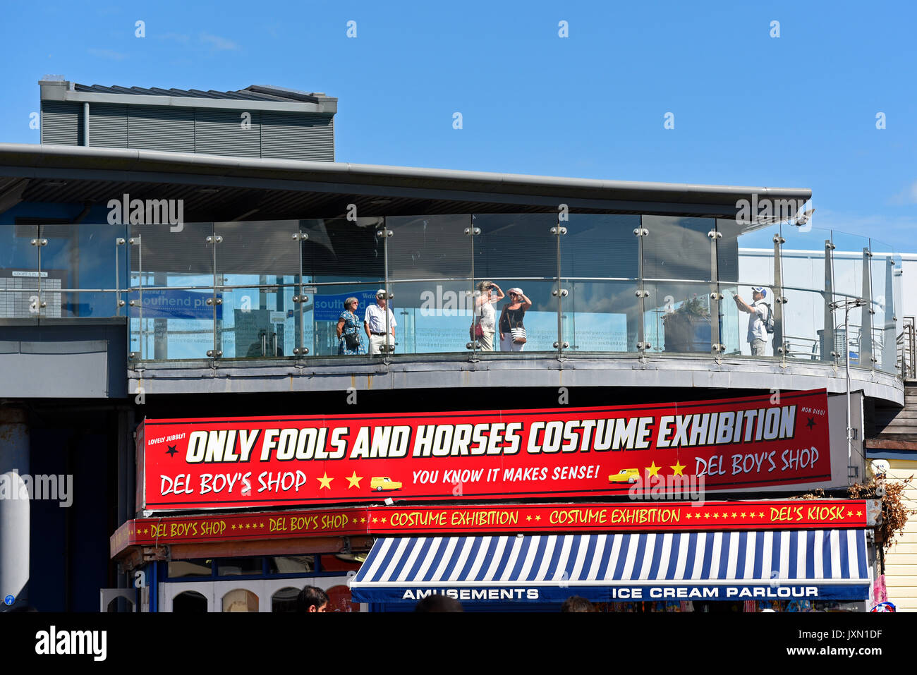 Only Fools and Horses Costume Exhibition in Southend on Sea, Essex, under Southend pier. Del Boy's shop. Space for copy Stock Photo