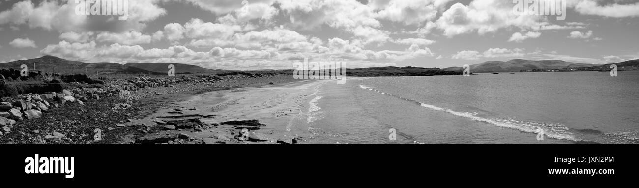 Panoramic view of The White Strand near Cahersiveen on a sunny summers day Stock Photo