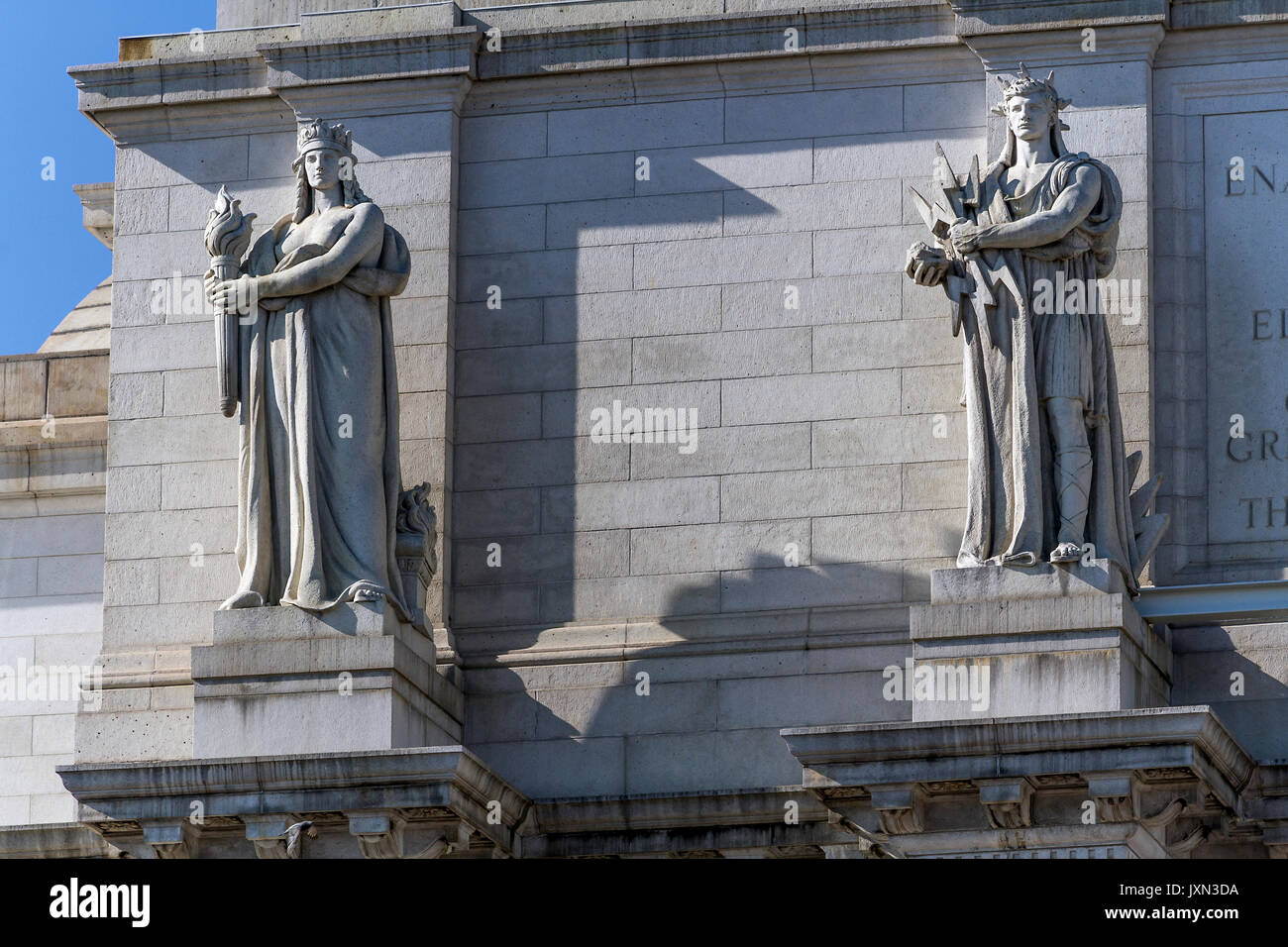 Statues overlooking Union Station, Washington, D.C. U.S.A Stock Photo