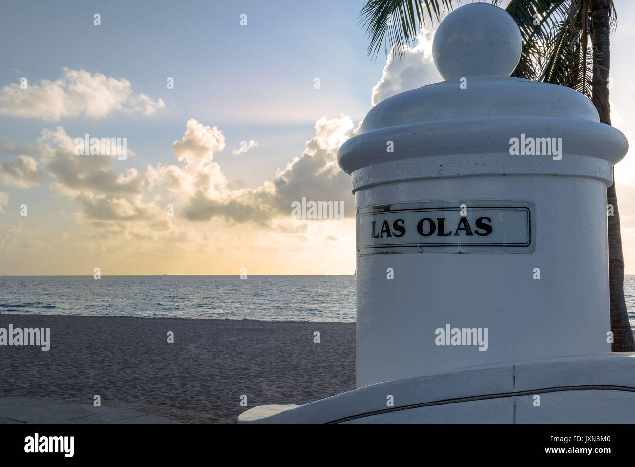 A view of the beach near Las Olas in Ft. Lauderdale, FL during a summer's morning. Stock Photo