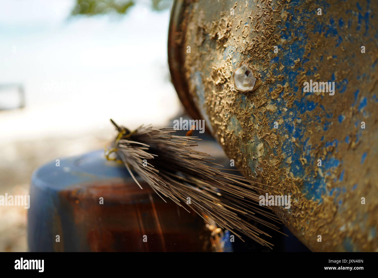 Water barrels at the beach Stock Photo Alamy