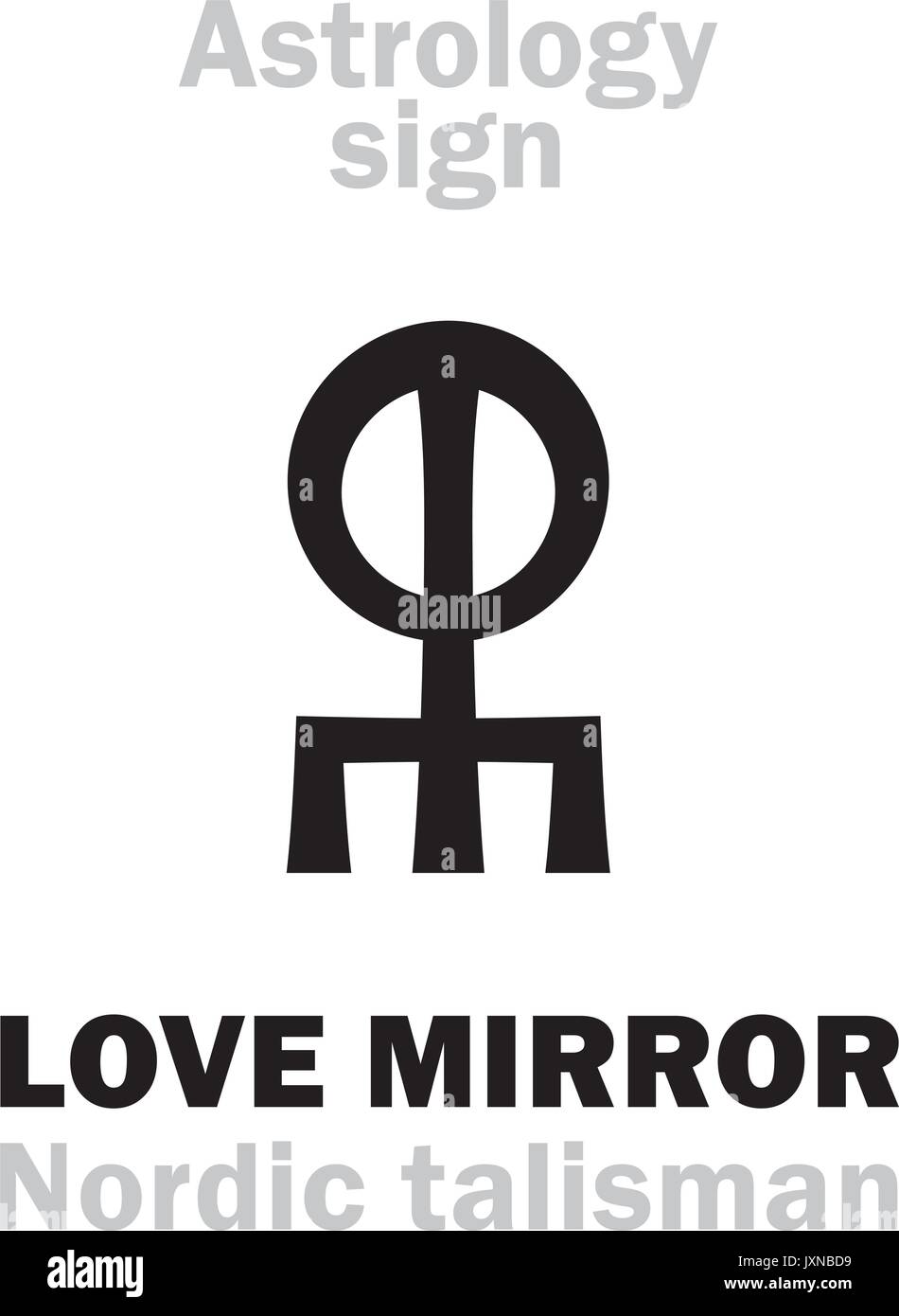 Astrology Alphabet: LOVE MIRROR (Nordic talisman). Hieroglyphics character sign (single symbol). Stock Vector