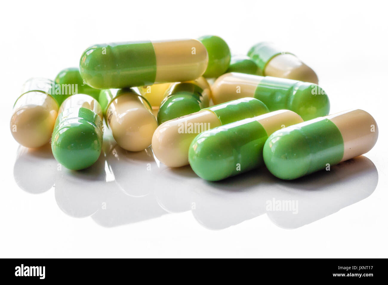 Close Up Of Prozac / Fluoxetine Medication On White Backdrop Stock Photo