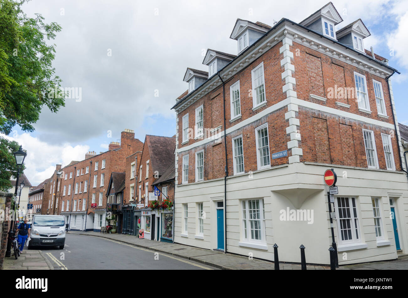 Georgian buildings in Princess Street, Shrewsbury, Shropshire Stock Photo