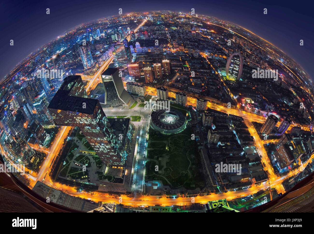 CBD building night scene in Beijing Stock Photo