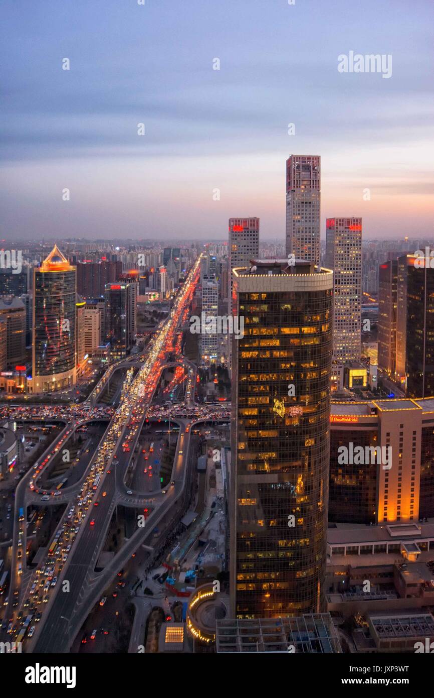 CBD building night scene in Beijing Stock Photo