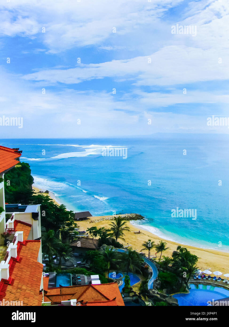 Bali, Indonesia - December 30, 2008: The beach of ocean and Nusa Stock Photo