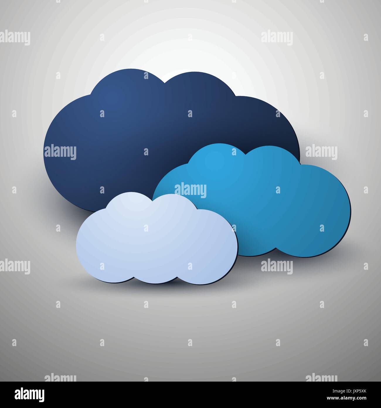 Everything Into the Global Clouds Network - Abstract Colorful Cloud Computing Concept Design Illustration in Editable Vector Format Stock Vector