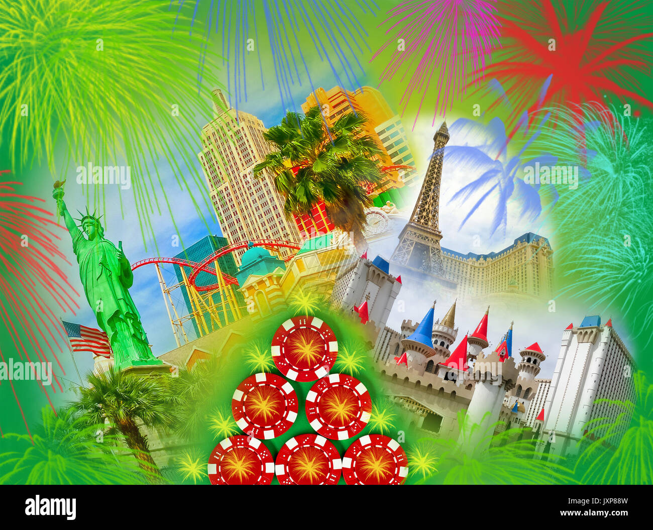 The abstract Las Vegas collage Stock Photo - Alamy