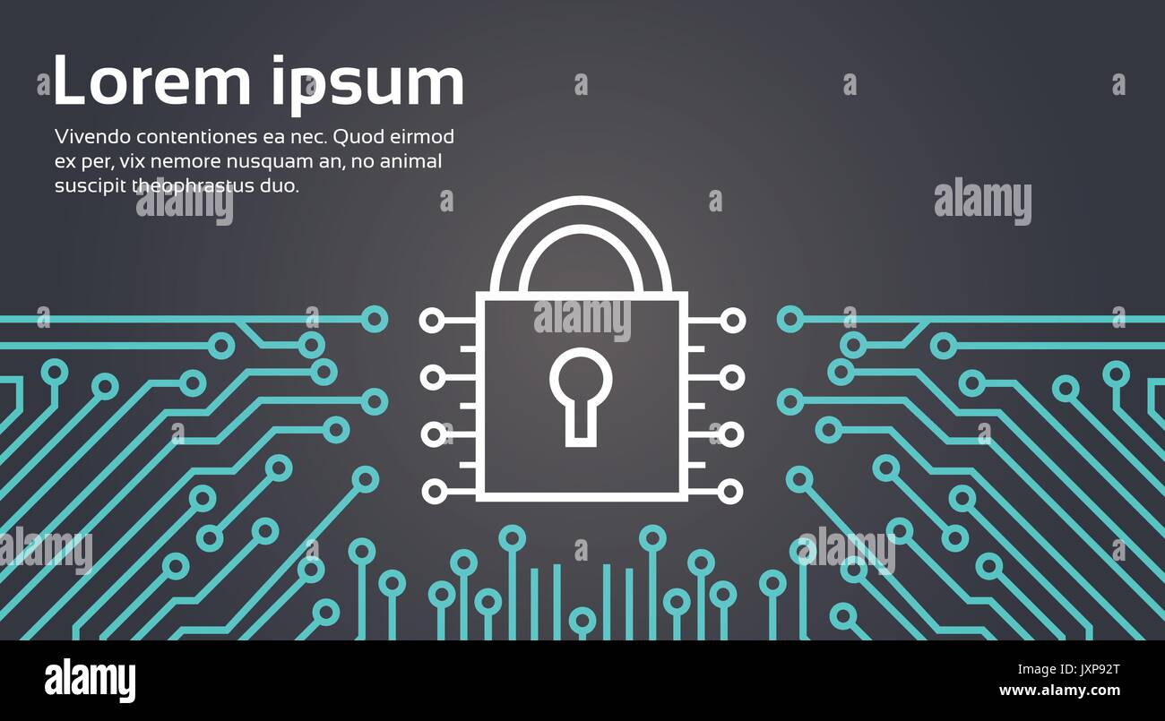 Lock Network Data Protection System Concept Banner Stock Vector Image ...
