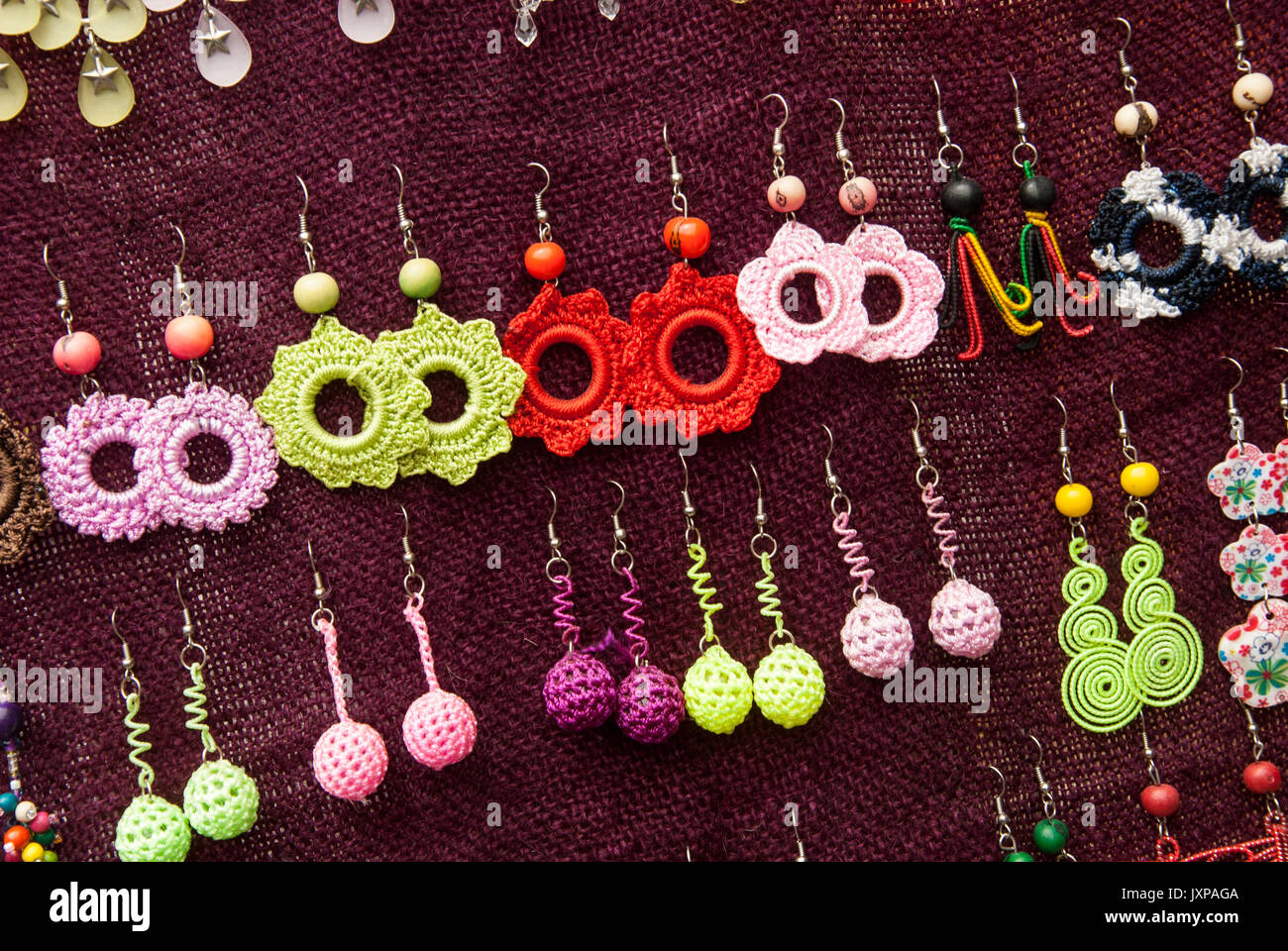 Women Fashion Accessories - Various Items Of Handmade Earrings Stock Photo  - Alamy