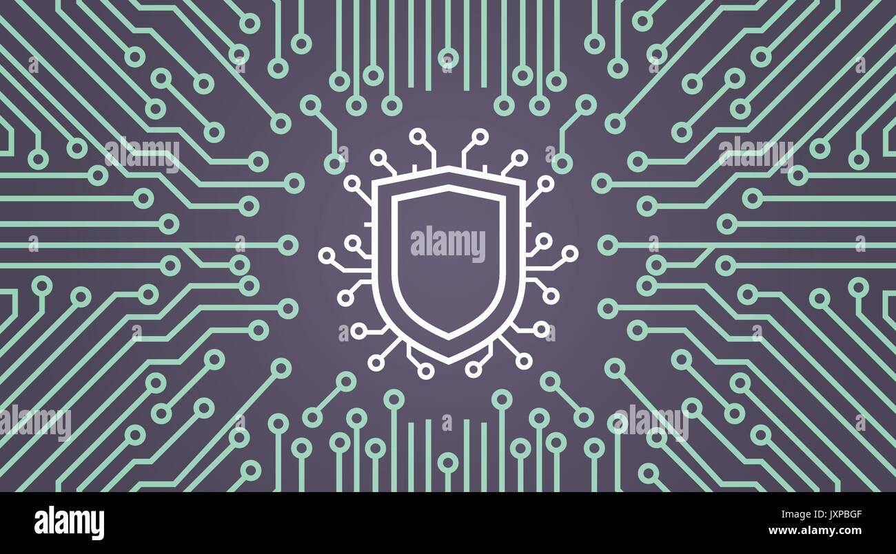 Shield Network Data Protection System Concept Banner Stock Vector