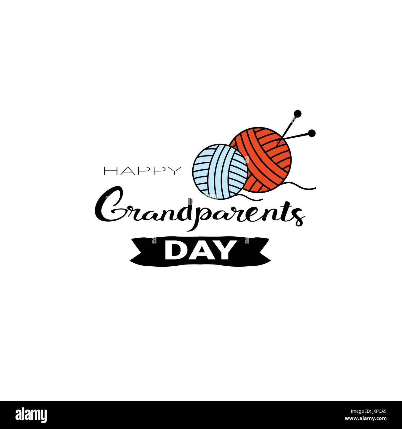 Happy Grandparents Day Greeting Card Banner Text Over White Stock