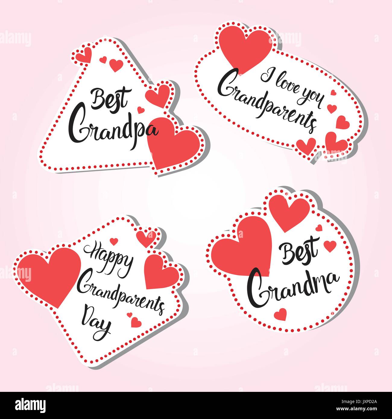 Happy Grandparents Day Greeting Card Set Of Stickers Colorful Over Pink  Background Stock Vector Image & Art - Alamy