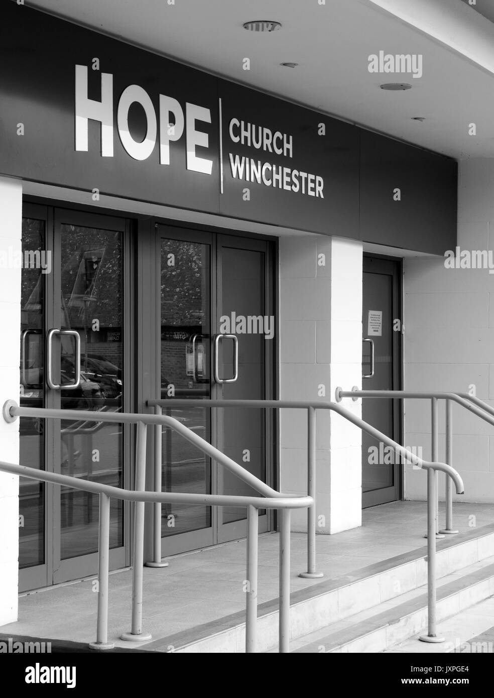 Church of England Hope church entrance located in a former Art Deco cinema Stock Photo