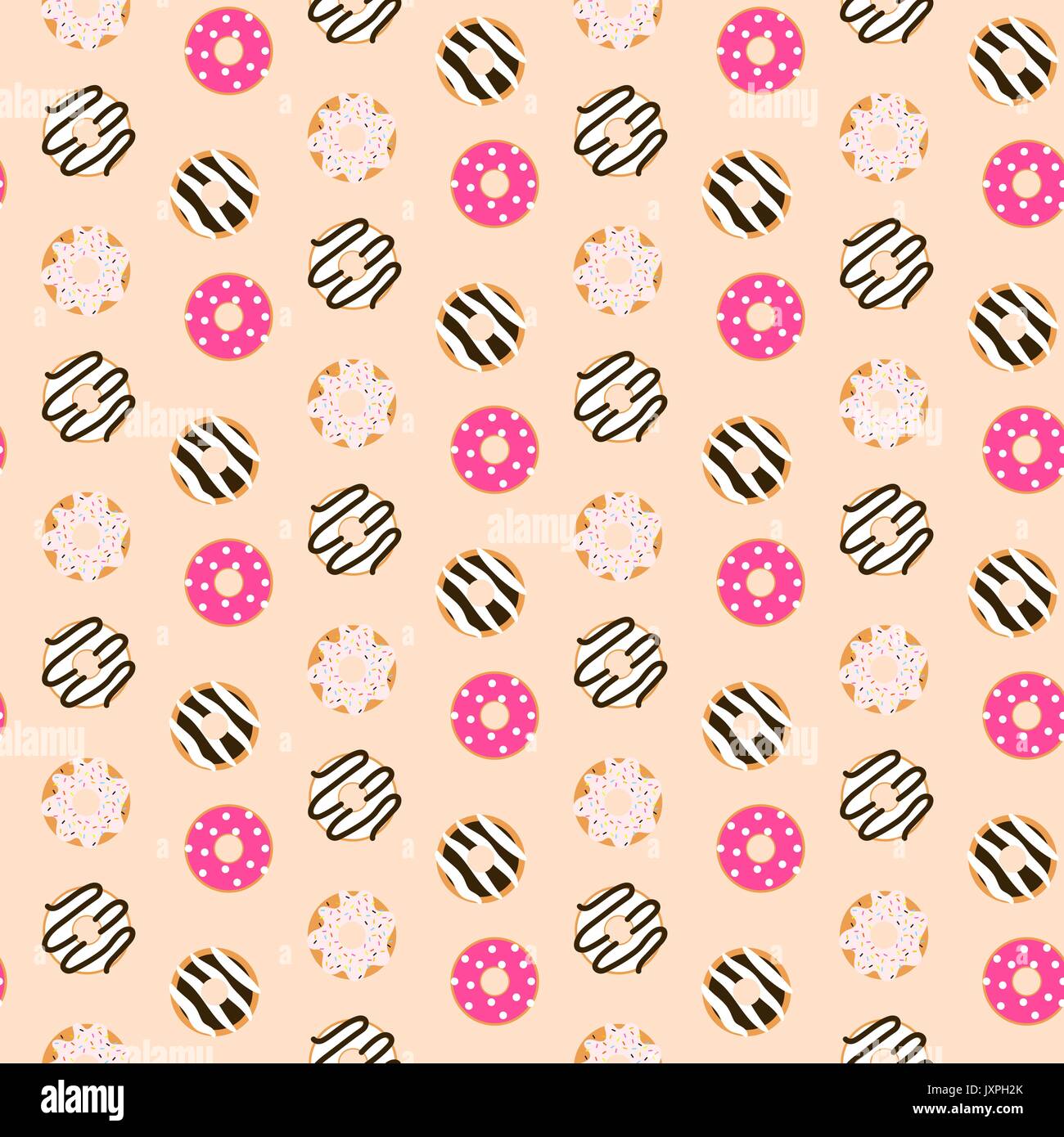 Seamless vector pattern sweet glazed donuts. Stock Vector