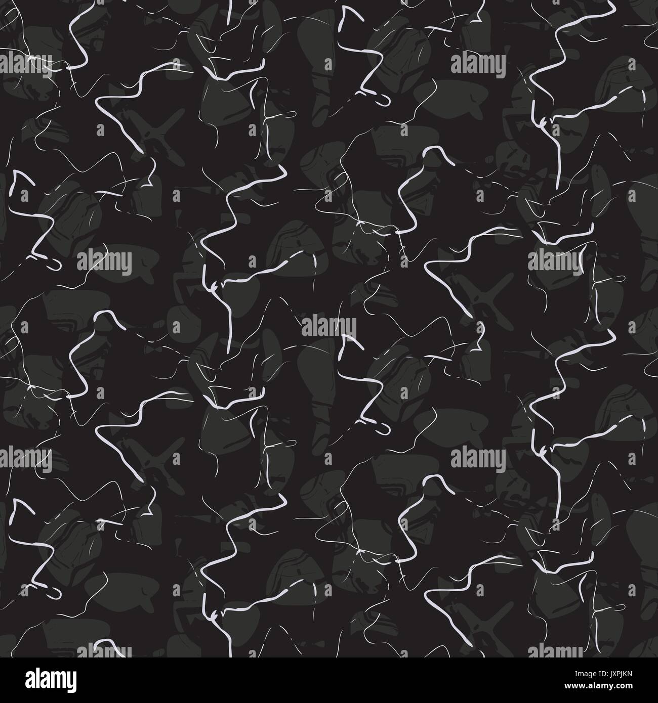Marble stone black vector seamless texture. Stock Vector