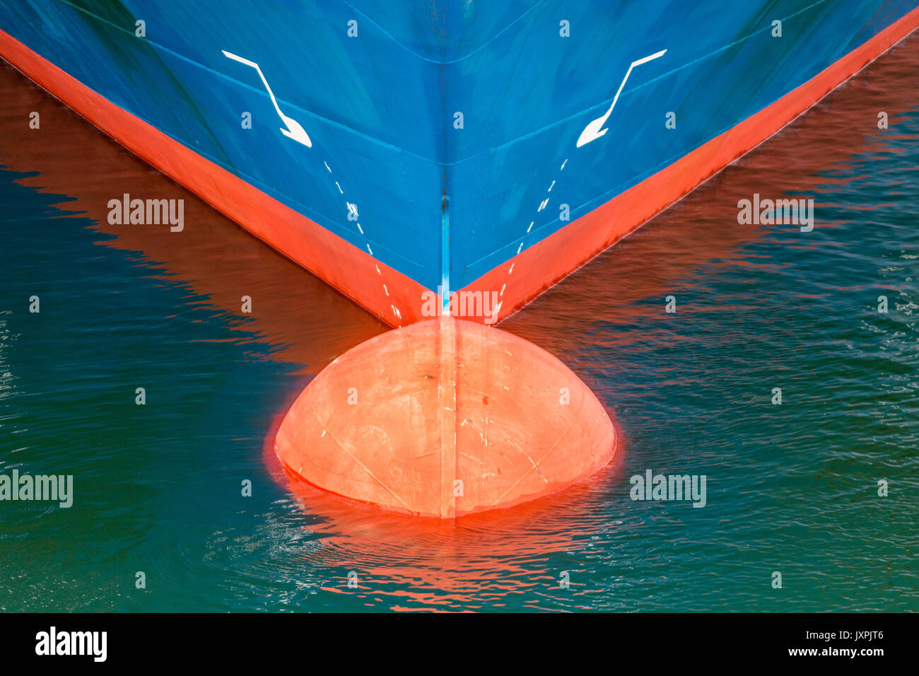Bow of a container vessel Stock Photo
