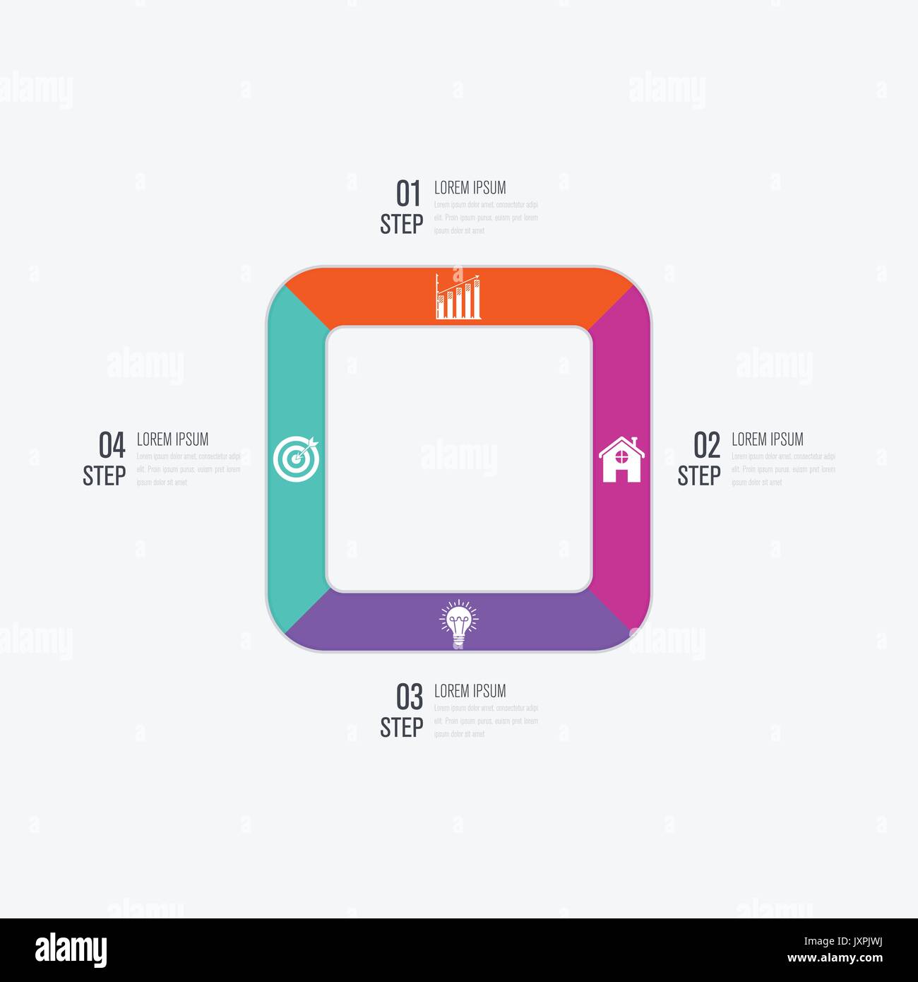 Business infographics template 4 steps with square Stock Vector Image ...