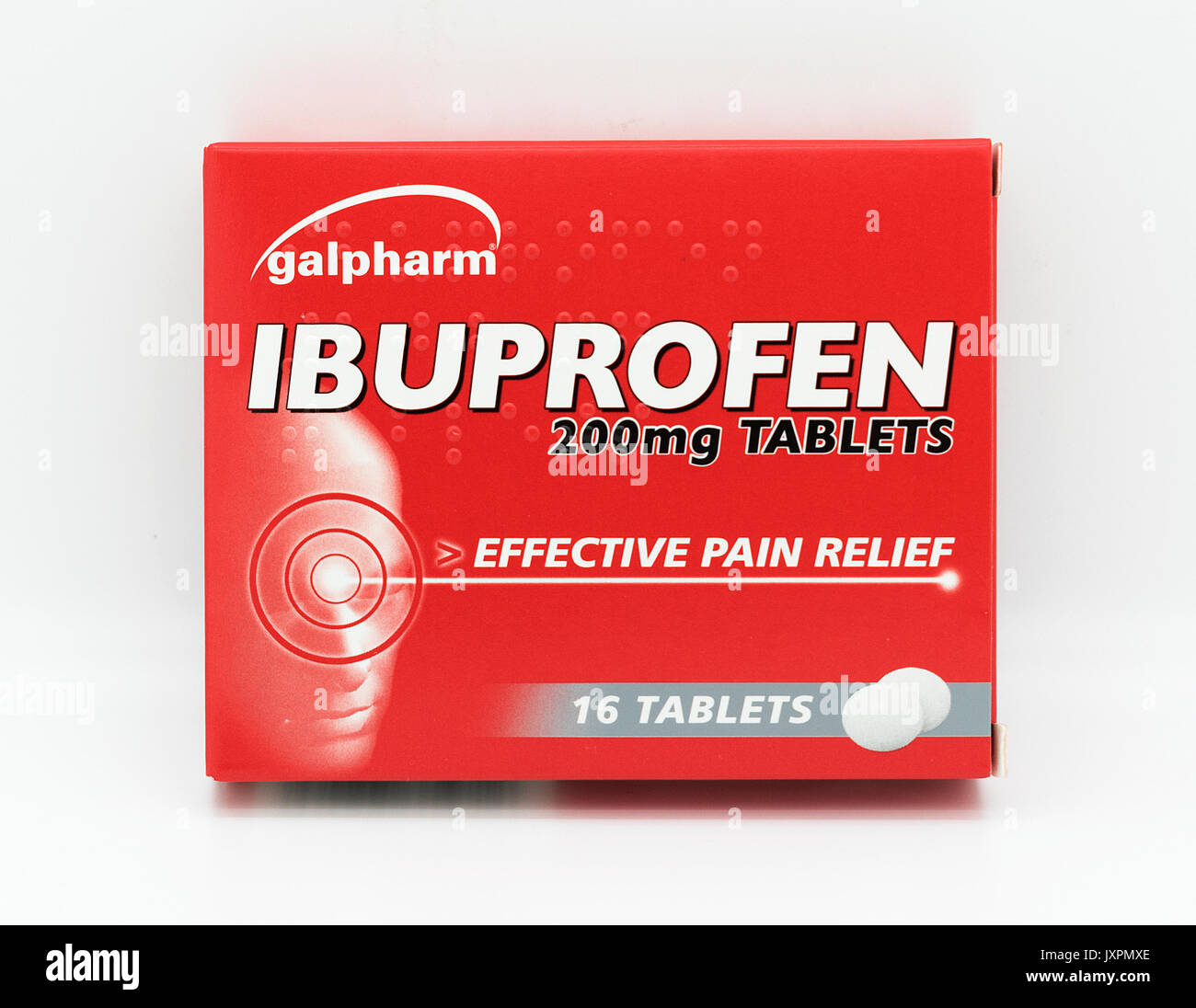 galpharm ibuprofen tablets, pain killers, pain relief. Stock Photo