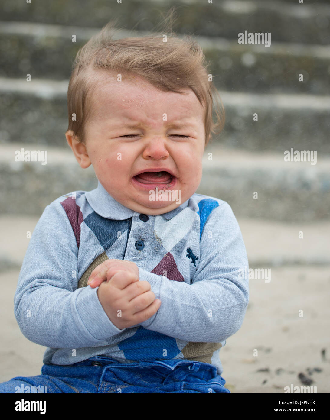 Crying baby boy Stock Photo